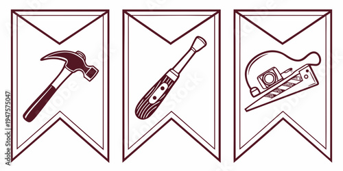 Three distinct tools displayed in a row with unique and intricate designs