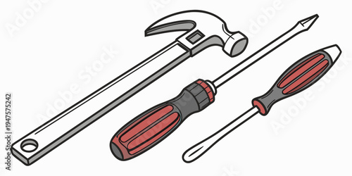 A variety of tools including a hammer, screwdriver, and wrench.
