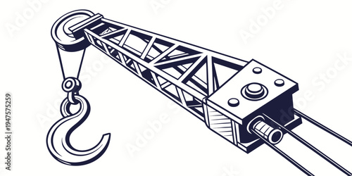 A detailed illustration of a heavy-duty industrial hoist mechanism.