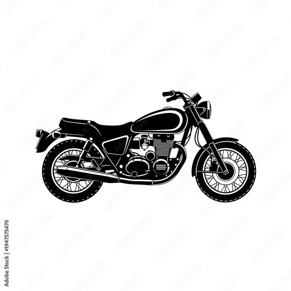 Obraz premium Classic Motorcycle Illustration Side View.