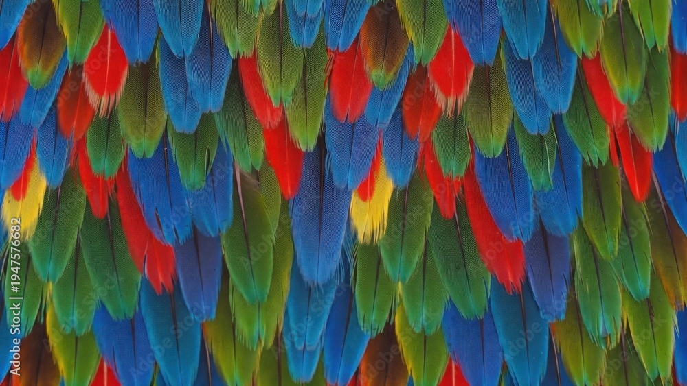 Obraz premium Vibrant geometric feathers in a kaleidoscopic pattern of bold colors