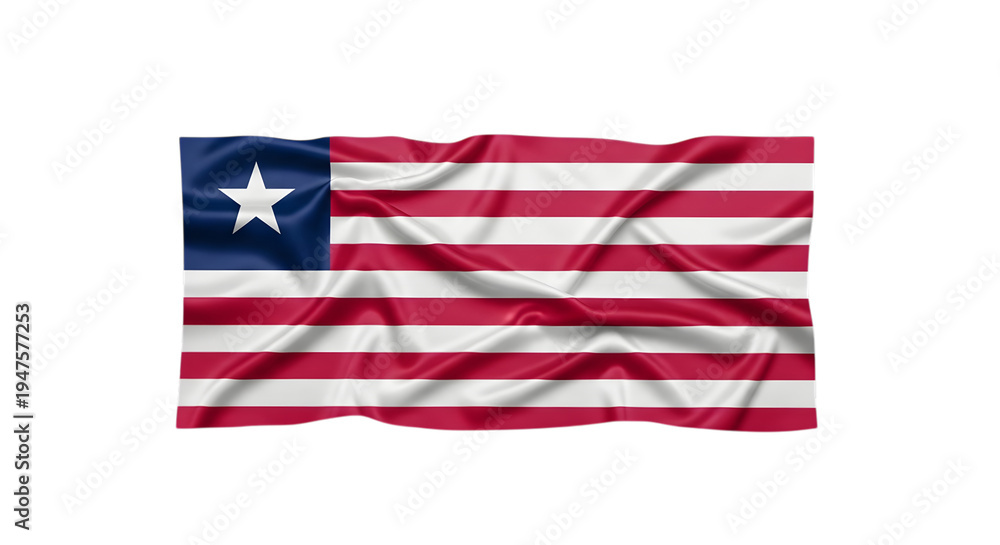 Obraz premium The national flag of Liberia waving gently isolated on transparent background