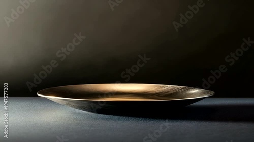 Elegant metallic plate on a dark background