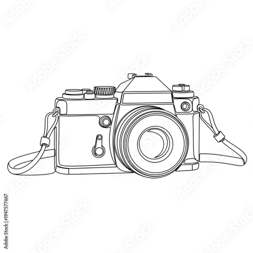 Digital Camera Front View Illustration.
