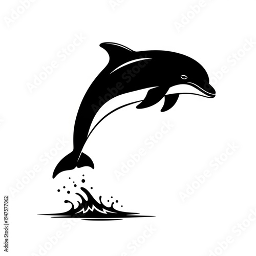 Dolphin Jumping Out of Water Silhouette.