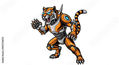 Robot Tiger Character Illustration Design Concept.