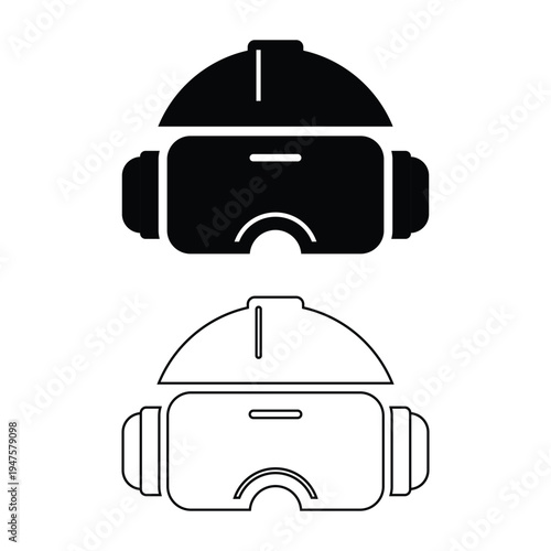 Virtual reality headset icon in solid and outline styles for technology and gaming
