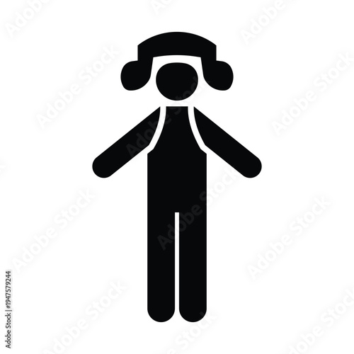 Person with headphones icon, listening, music, DJ, audio, entertainment, sound, isolated figure