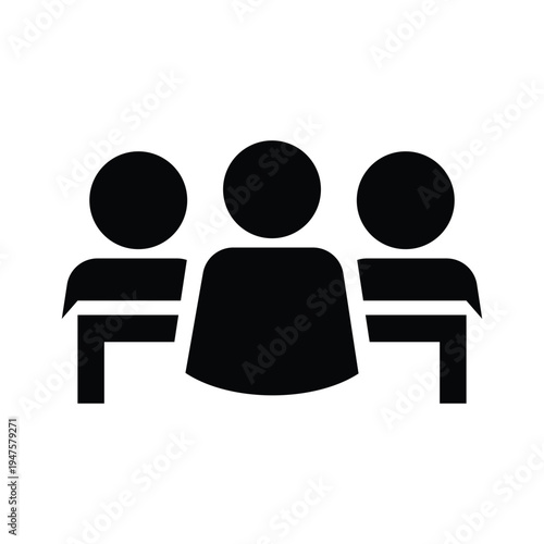 Three people group icon, teamwork, collaboration, community, social connection, diverse, united