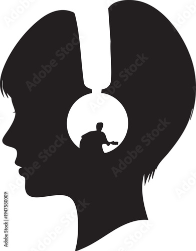 A creative illustration of a person's head with a silhouette of another person inside, representing thoughts and imagination