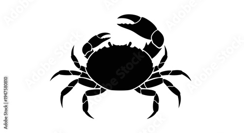 Black Crab Silhouette Side View Portrait.