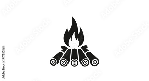 Black and white firewood log flames.