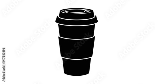 Black Disposable Coffee Cup Illustration.