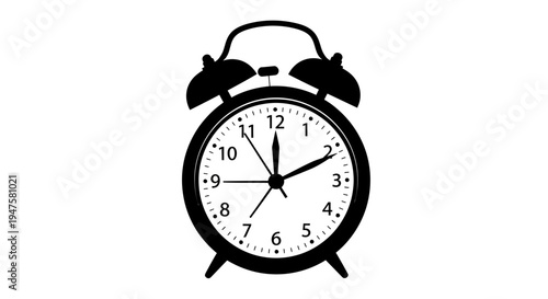 Black and white old fashioned alarm clock.