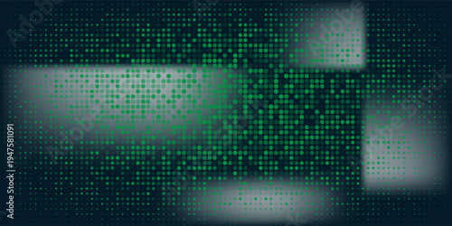 Dot green wave light screen gradient texture dark background. Abstract technology big data digital background. 3d rendering.
