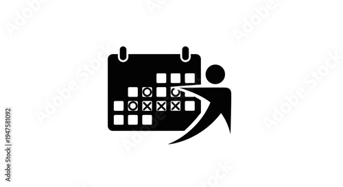 Black icon of person marking calendar.