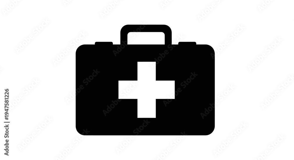 Obraz premium Black medical first aid kit box.