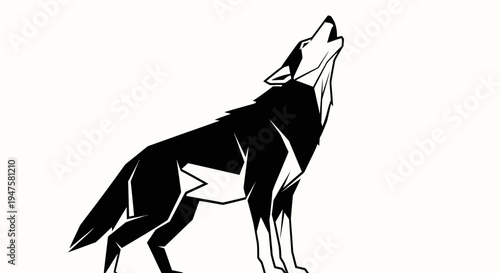 Black and white wolf silhouette howling.