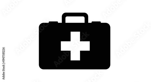 Black medical first aid kit box.