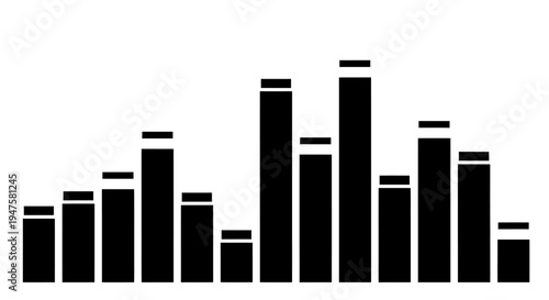 Black bar chart graph columns.