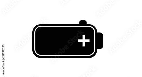 Black battery icon with white outline.