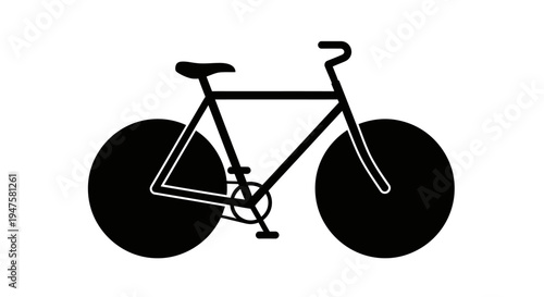 Black bicycle with white outline details.