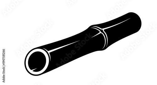 Black metal pipe with fitting.