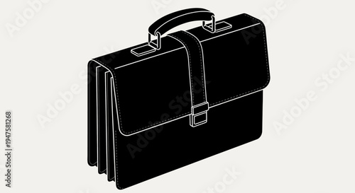 Black briefcase with handle and buckle.