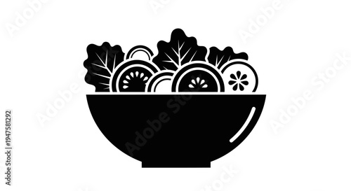 Black bowl of fruit salad.