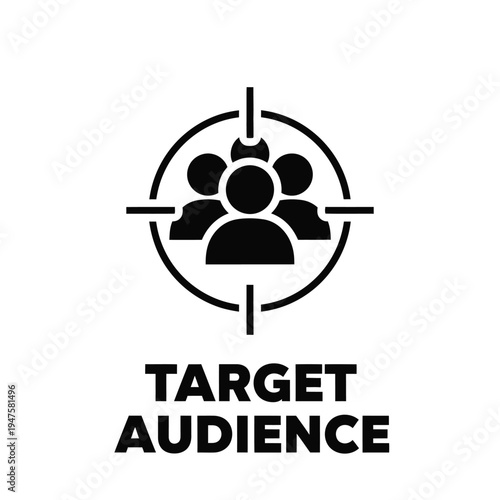 A bold black graphic depicts a target reticle surrounding silhouetted figures accompanied by the text target audience below high quality professional detailed modern elegant