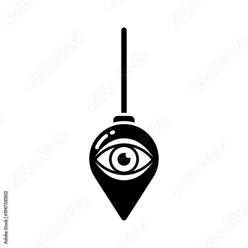 A black pendulum with an eye symbol isolated on a white background