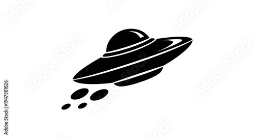 Black spaceship with white lines flying.