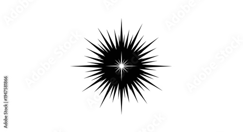Black starburst design element graphic.