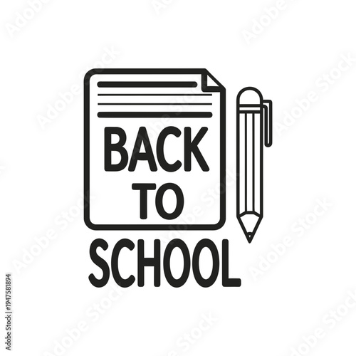 Back To School Text With Pencil Icon vector illustration