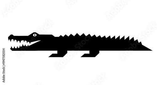 Black silhouette of a crocodile.
