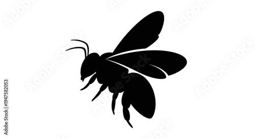 Black silhouette of a flying bee.