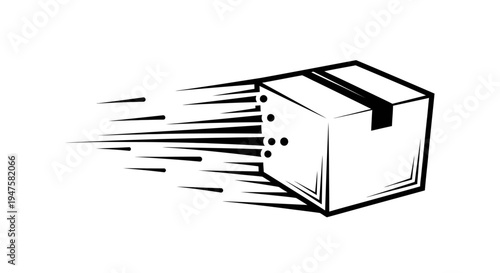 Fast Delivery Package Icon Motion Lines.