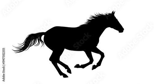 Black silhouette of a running horse.