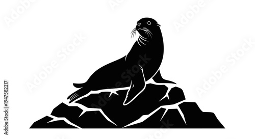Black silhouette of a seal animal.