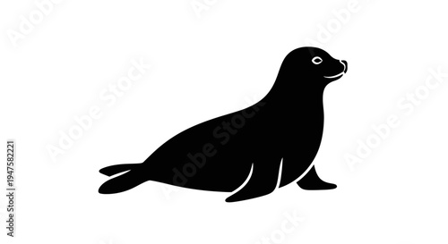 Black silhouette of a seal animal.