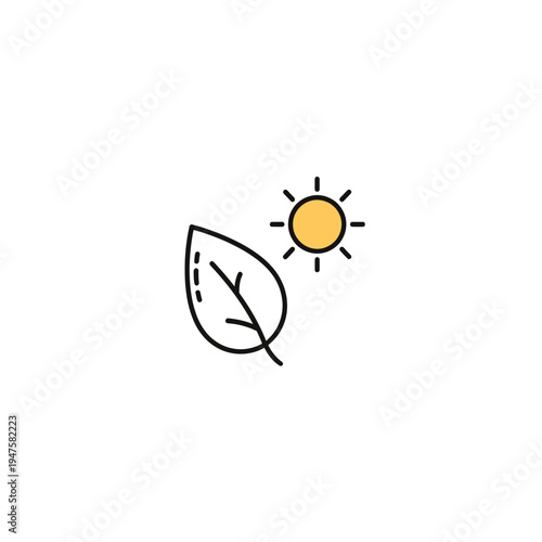Leaf and Sun Icon vector illustration