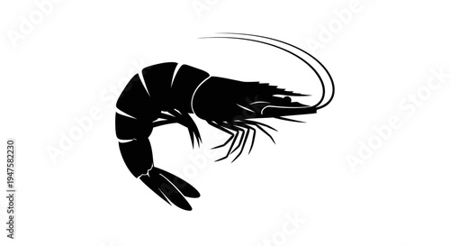 Black silhouette of a shrimp seafood.