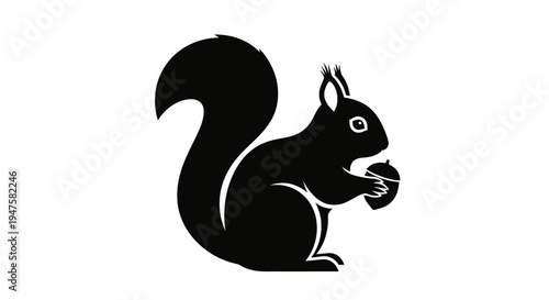 Black silhouette of a squirrel.