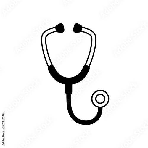 Black And White Stethoscope Icon vector illustration