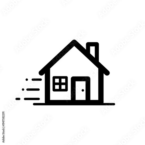 Moving House Icon With Speed Lines vector illustration