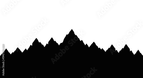 Black silhouette of mountain peaks.