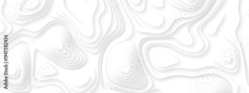 Abstract background vector Abstract wavy line 3d paper cut white background. Abstract pattern with lines. Abstract sea map geographic contour map and topographic contours map background.