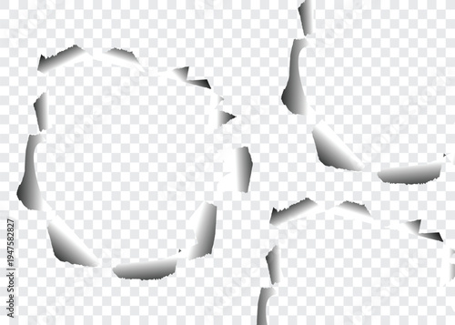 Torn paper set vector design, Ripped torn paper illustration vector background.Torn, ripped torn design, pieces of horizontal black paper with soft shadow squared background.