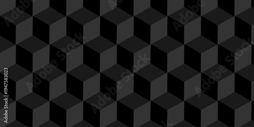 Vector structure box minimal black paper abstract cube. minimal square wall texture. geometric tile hexagon mosaic wall grid wallpaper. block cube isometric mosaic background.