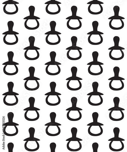 Vector seamless pattern of hand drawn doodle sketch outline pacifier isolated on white background